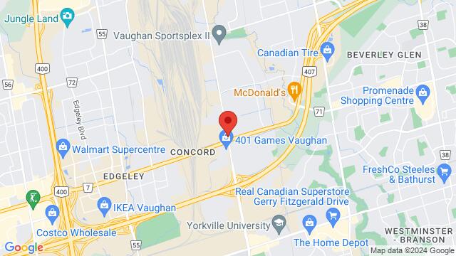 Map of the area around Limon Lounge 2, 7777 Keele St & Hwy 7, Vaughn, Canada