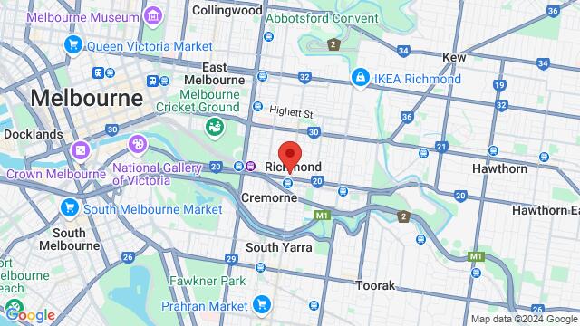 Map of the area around Unit 2, Level 1, 432 Church St,Melbourne,VIC,Australia, Melbourne, VI, AU