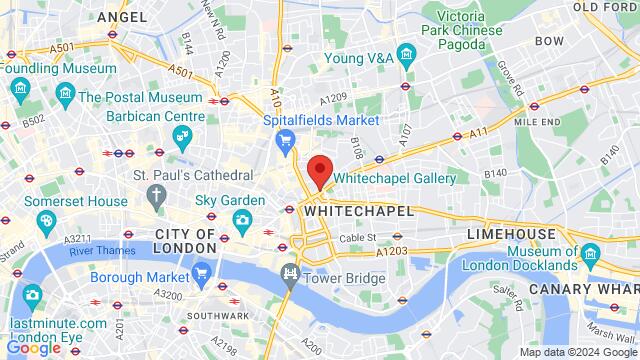 Kaart van de omgeving van 77-82 Whitechapel High Street, E1 7QX, London, EN, GB