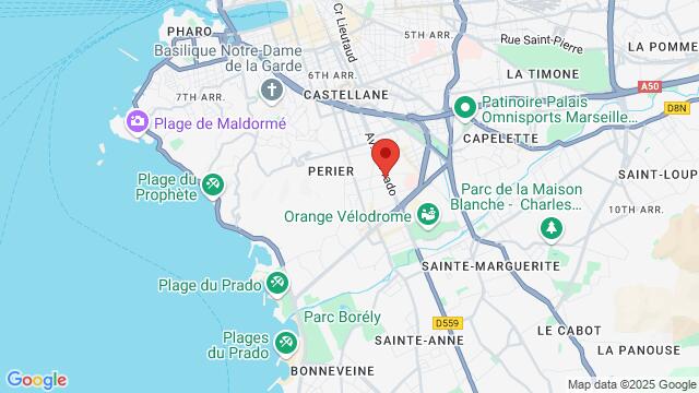 Map of the area around Avenue du Prado,Marseille, France, Marseille, PR, FR