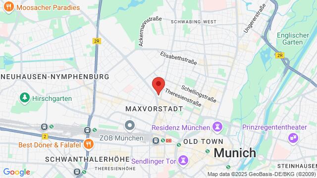 Map of the area around Dachauer Str. 90, Munich, Bayern