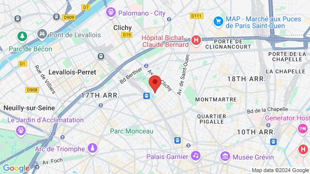 Map of the area around 8 Rue Brochant, 75017, Paris, IL, FR