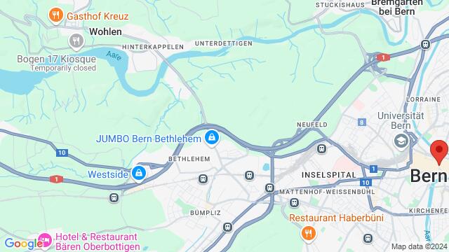 Map of the area around Bern, Switzerland, Bern, BE, CH