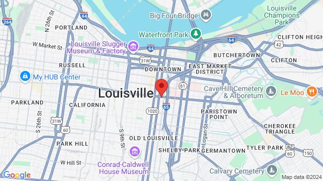 Karte der Umgebung von Hotel Louisville, 120 W Broadway, Louisville, KY 40202, USA