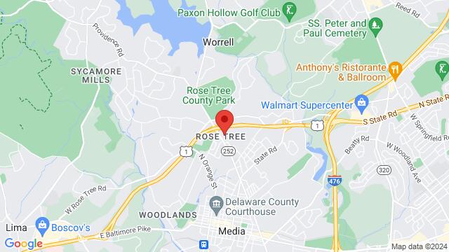 Map of the area around Salsa in the Suburbs Dance Studio, 1245 N Providence Rd, Media, PA, 19063, United States