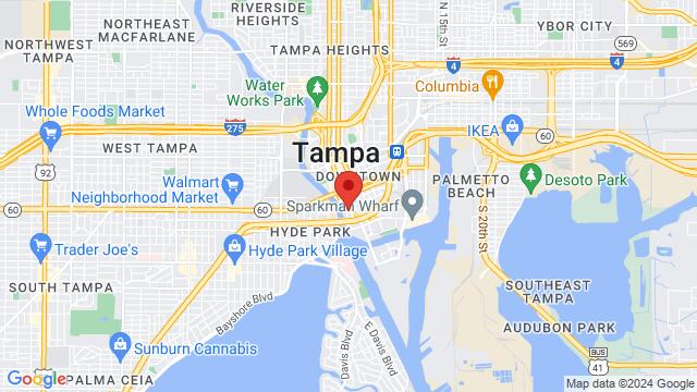Map of the area around 100 North Ashley Drive, Tampa, FL, US