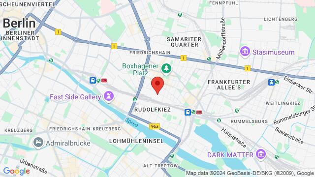 Map of the area around Revaler Straße 99, 10245, Berlin, BE, DE