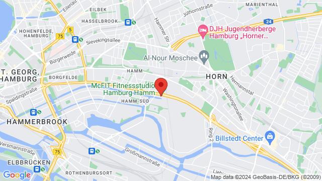 Map of the area around Eiffestraße 664B, 20537, Hamburg, HH, DE