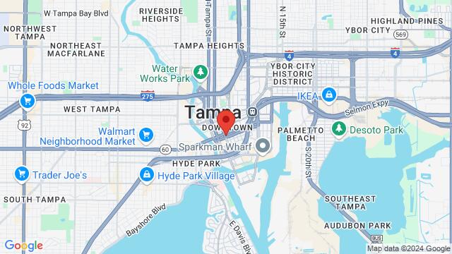 Map of the area around Hyatt House Tampa Downtown, 325 North Florida Avenue, Tampa, FL 33602, Tampa, FL, 33602, US