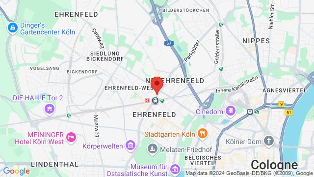 Map of the area around Ehrenfeldgürtel 127, 50823 Köln, Deutschland,Cologne, Germany, Cologne, NW, DE