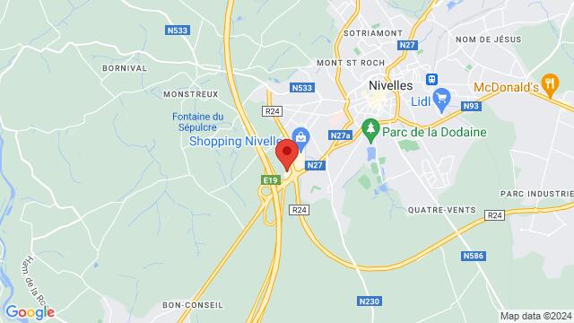 Map of the area around Van der Valk Hotel Nivelles - Sud, Chau. de Mons 22, 1400 Nivelles, Belgium