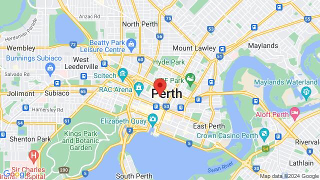 Mapa de la zona alrededor de 221 William St, Northbridge WA 6003, Australia,Perth, Western Australia, Perth, WA, AU