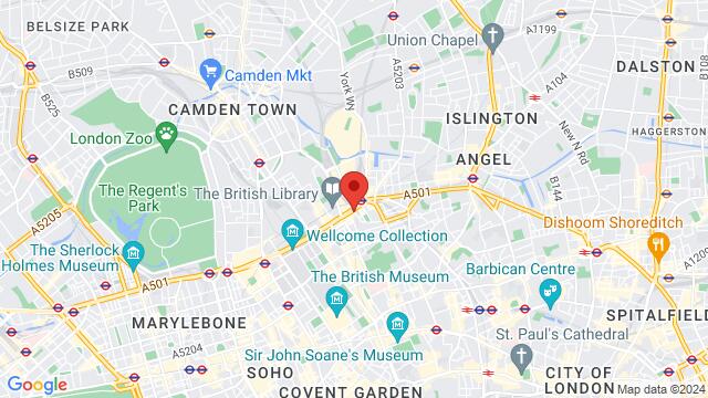 Map of the area around 10 Argyle Street, London, EN, GB