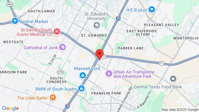 Map of the area around 4140 Governors Row, Austin, TX 78744, USA