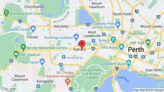 Map of the area around 302 Churchill Ave, Subiaco WA 6008, Australia,Perth, Western Australia, Perth, WA, AU