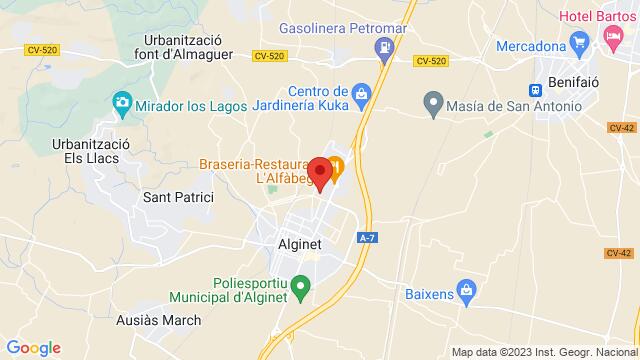 Map of the area around L,estret,16  - Poligono Industrial Norte - Alginet (Valencia)