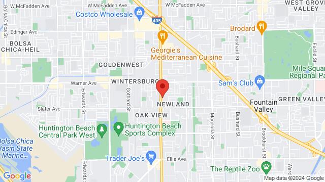 Map of the area around Mamba Sports Bar and Grill, 17296 Beach Blvd, Huntington Beach, CA, 92647, United States