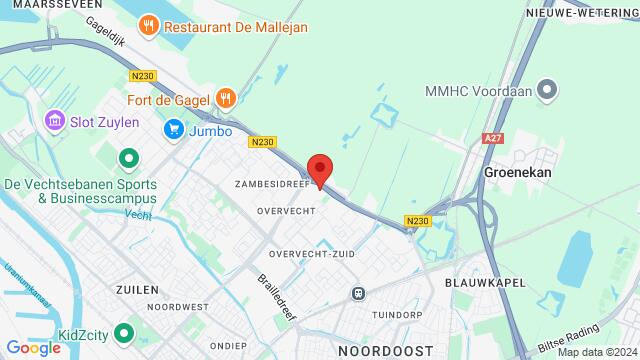 Map of the area around Sporthal de Dreef, Schooneggendreef 27, 3562 GG Utrecht, Nederland,Utrecht, Utrecht, UT, NL