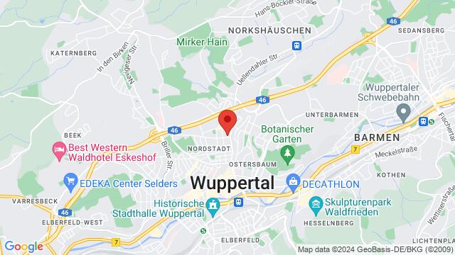 Map of the area around Wiesenstr. 6, 42105, Wuppertal