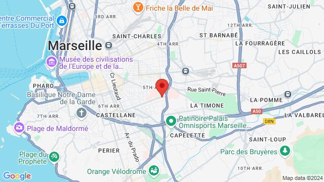 Map of the area around 256 boulevard Baille,Marseille, France, Marseille, PR, FR