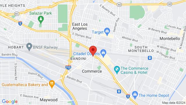 Map of the area around Stevens Steakhouse, 5332 E. Stevens Place, Commerce, CA, 90040, United States