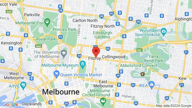 Map of the area around The Night Cat, 137-141 Johnston St, Fitzroy, Melbourne, 3065, AU