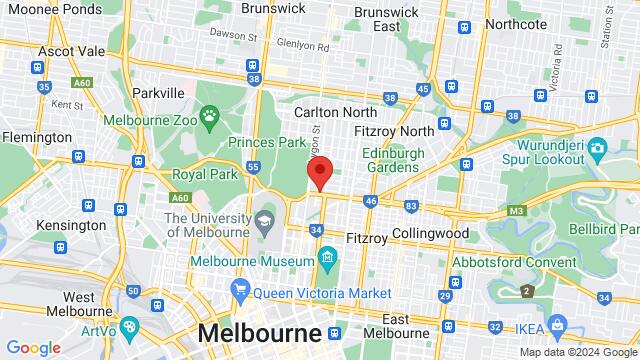 Map of the area around Dancehouse – Melbourne, 150 Princes St, Carlton North, VIC, 3054, Australia