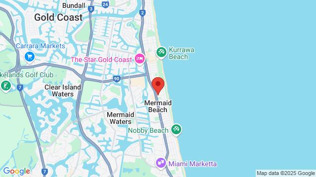 Map of the area around 43 Ventura Rd, Mermaid Beach QLD 4218, Australia