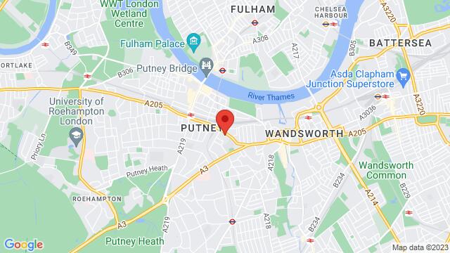 Carte des environs Dance Lab Ballroom 63 Upper Richmond Road, SW15 2RD, Putney