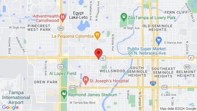Map of the area around Hefe Nightclub, 5305 N Armenia Ave, Tampa, 33603, United States