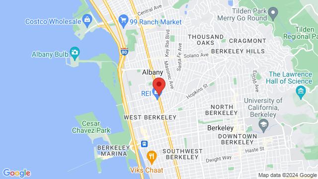 Map of the area around Ashkenaz Music & Dance Community Center, 1317 San Pablo Avenue, Berkeley, CA, 94702, United States