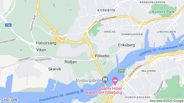 Map of the area around Gothenburg, Sweden