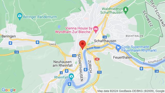 Karte der Umgebung von Tanzzentrum Tonwerk, Rheinweg 6, 8200 Schaffhausen/8012 Neuhausen