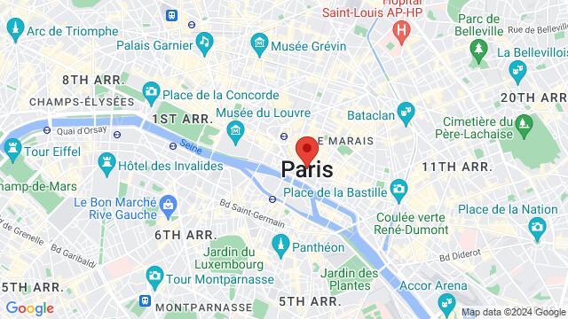 Map of the area around Paris, France, Paris, IL, FR