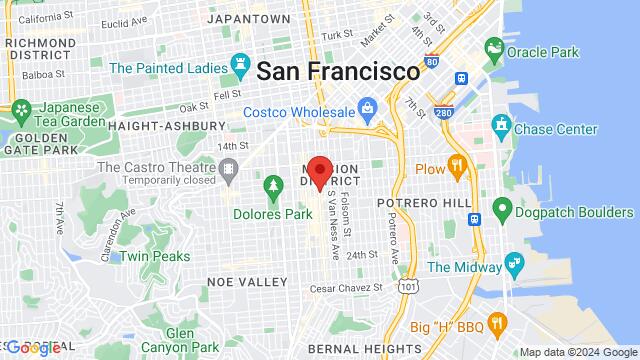 Map of the area around 2243 Mission Street, 94110, San Francisco, CA, US