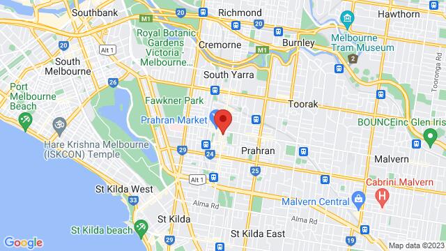 Map of the area around The Space Dance & Arts Centre, 318 Chapel Street, Prahran, VIC 3181, Prahran, 3181, AU