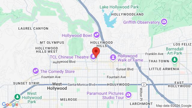 Map of the area around Loews Hollywood Hotel, 1755 N Highland Ave, Los Angeles, CA, 90028, United States