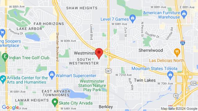Map of the area around 3345 W 75th Pl, 3345 W 75th Pl, Westminster, CO, 80030-4832, United States