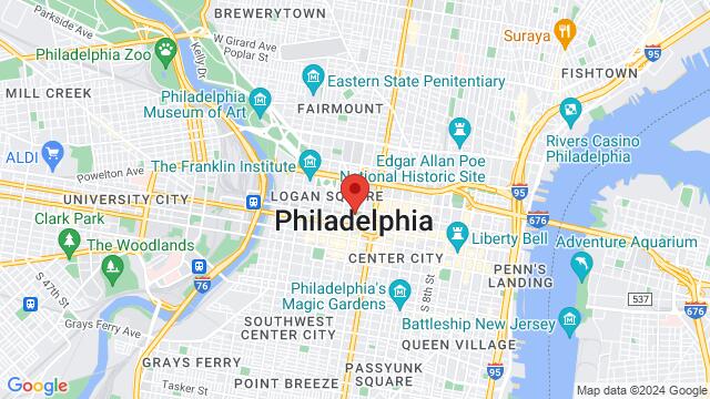 Map of the area around LOVE Park, 1599 JFK Blvd, Philadelphia, PA, 19102, United States