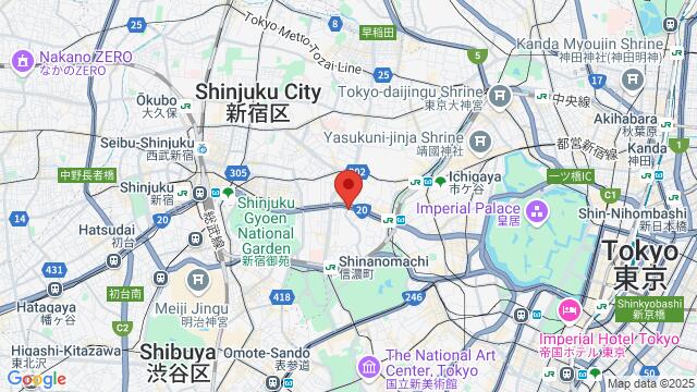 Karte der Umgebung von 東京都新宿区若葉１丁目１−１,Shinjuku, Shinjuku, TY, JP