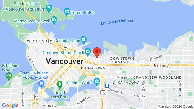 Map of the area around 1 Alexander Street, Underground,Vancouver, British Columbia, Vancouver, BC, CA