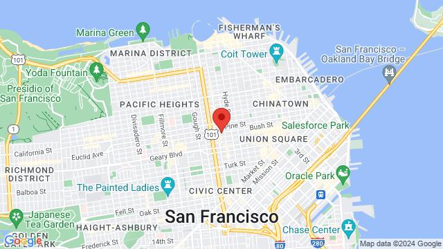 Map of the area around 1353 Bush Street, San Francisco, CA, US