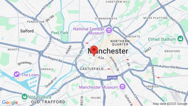 Map of the area around 13 Quay Street, Manchester, EN, GB