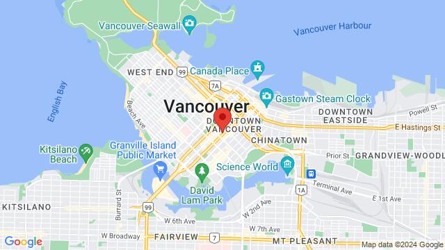 Carte des environs Orpheum Theatre - Cappuccino Bar, 865 Seymour St, Vancouver, BC V6B 3L4, Canada,Vancouver, British Columbia, Vancouver, BC, CA