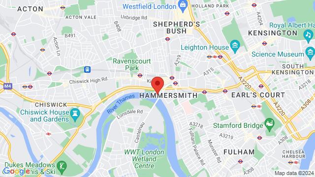Map of the area around Hammersmith Salsa & Bachata Club, 11 rutland grove, London, w6 9dh, GB
