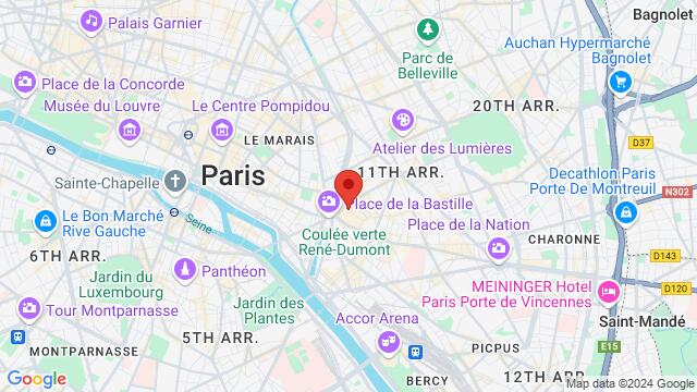 Map of the area around 9 Rue de Lappe, 75011 Paris, France