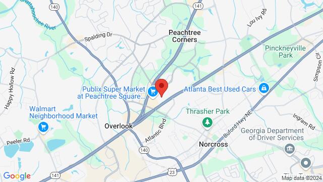 Map of the area around Hilton Atlanta Northeast, 5993 Peachtree Industrial Boulevard, Peachtree Corners, GA 30092, Peachtree Corners, GA, 30092, United States