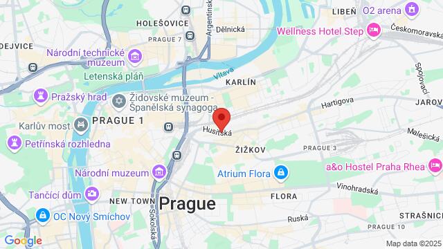 Map of the area around Husitská 42/22, 130 00 Praha, Česko,Prague, Czech Republic, Prague, PR, CZ