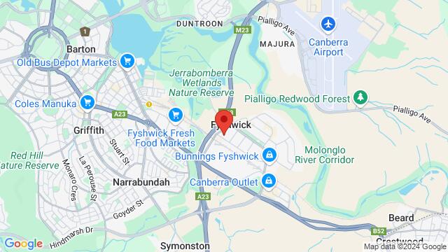 Mapa de la zona alrededor de 96 Barrier Street,Canberra,ACT,Australia, Canberra, CT, AU