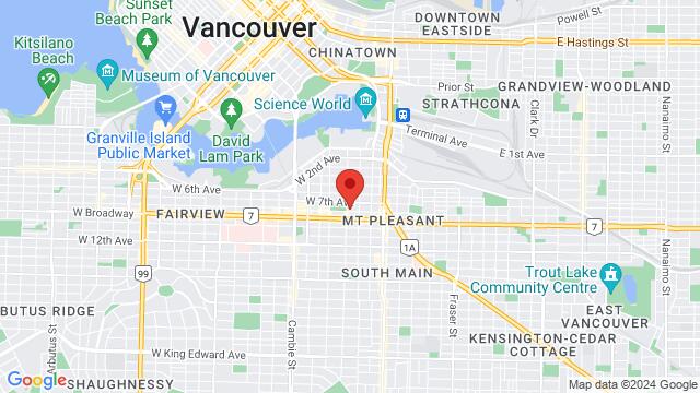 Map of the area around Passion and Performance Dance Company, 55 W 8th Ave, Vancouver, BC, V5Y 1M8, Canada